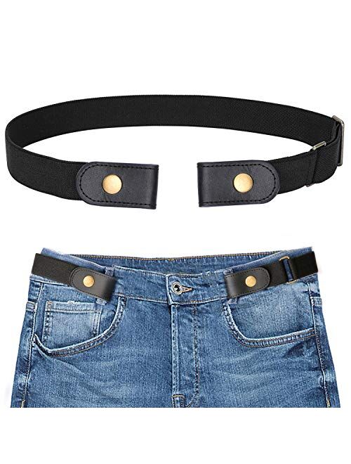 No Buckle Womens Stretch Belt, SANSTHS Buckle Free Belt Adjustable Stretchy Belt No Bulge No Gap