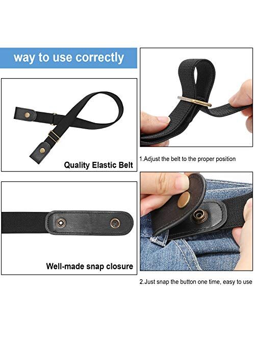 No Buckle Womens Stretch Belt, SANSTHS Buckle Free Belt Adjustable Stretchy Belt No Bulge No Gap