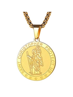 FaithHeart Saint Christopher/Jude/Joseph/Anthony/Thomas/Benedict/Patrick Necklace Stainless Steel Catholic Patron Saints Medal Jewelry Blessings Amulet Customize Availabl