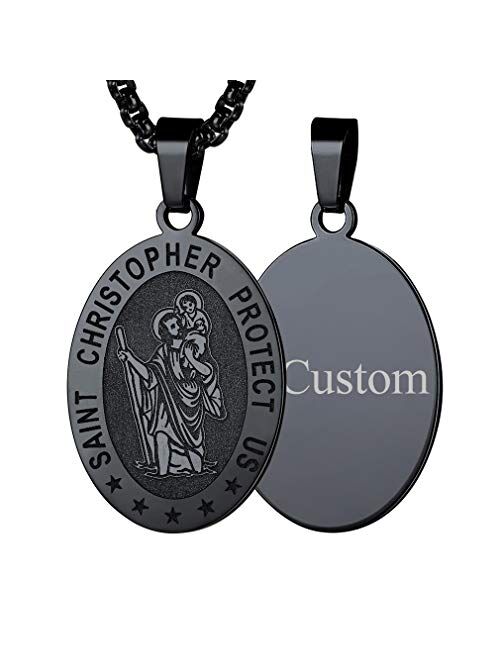 FaithHeart Saint Christopher/Jude/Joseph/Anthony/Thomas/Benedict/Patrick Necklace Stainless Steel Catholic Patron Saints Medal Jewelry Blessings Amulet Customize Availabl