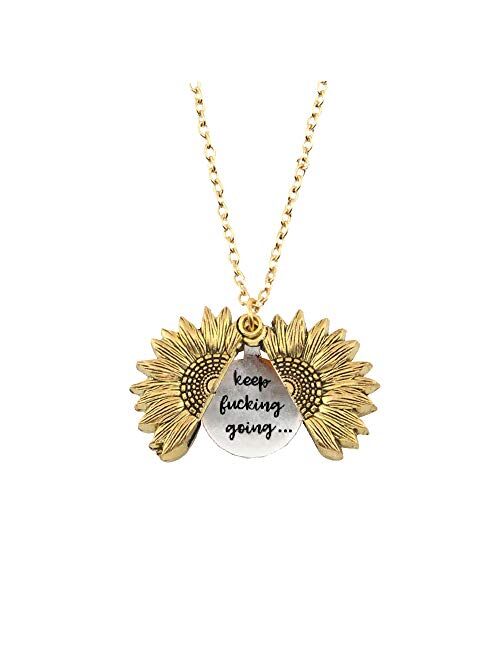 Sunshine Keep Fucking Going- Sunflower Necklace Box, Golden, Size No Size