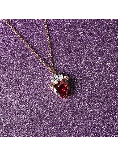 Vinjewelry Queen of Hearts Evie Costume Necklace Descendants Ruby Red Heart Valentine's Day Sweetheart Gift for Her