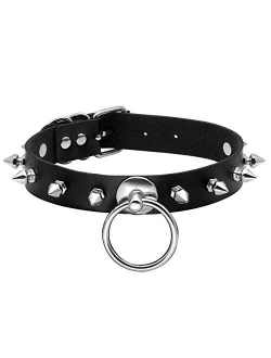 EIGSO Vintage Punk Goth Studded Rivet Pu Leather Collar Choker Necklace with Spikes Adjustable