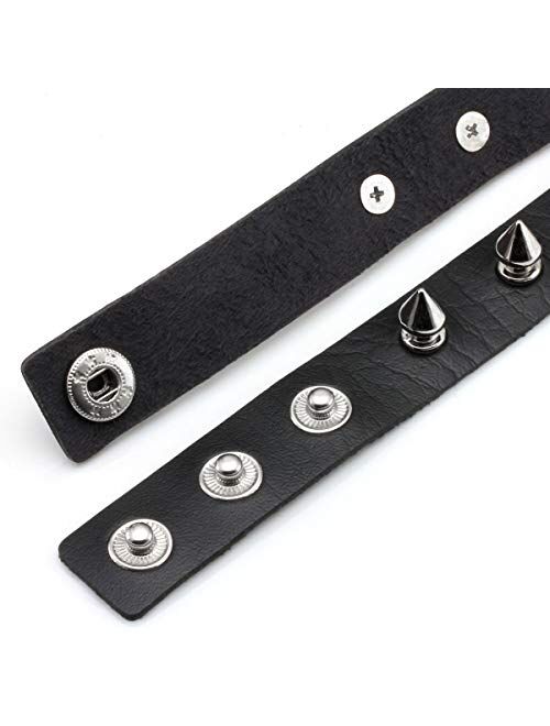 EIGSO Vintage Punk Goth Studded Rivet Pu Leather Collar Choker Necklace with Spikes Adjustable