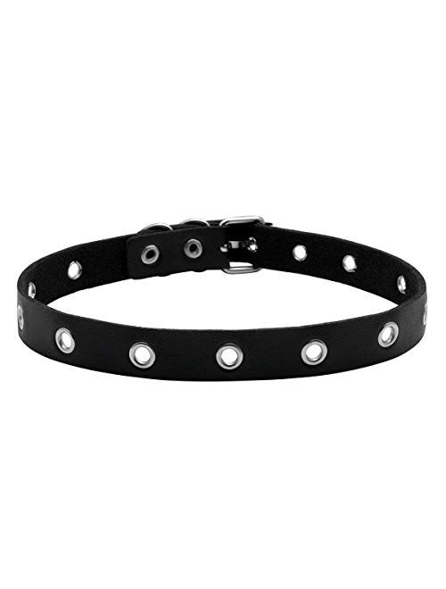 EIGSO Vintage Punk Goth Studded Rivet Pu Leather Collar Choker Necklace with Spikes Adjustable