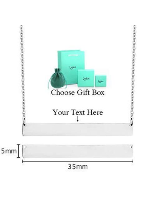 Lazycat Name Bar 18K Plated Bar Necklace,Engravable Name or Blessings Necklace