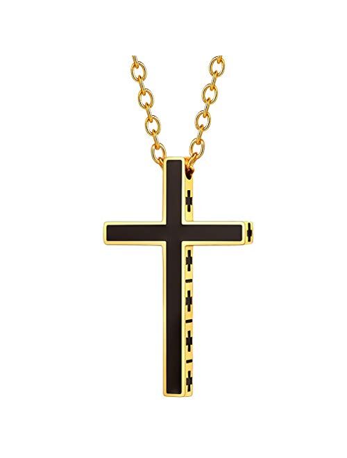 FaithHeart Cross Necklace, Stainless Steel/Gold Plated Christian Jewelry Church Baptism Gift Cross Pendant Necklaces for Men Women, Customize Available (Send Gift Box)