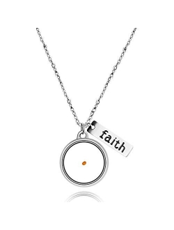 Stainless Steel Faith Real Mustard Seed Pendant Necklace Charm Jewelry for Christian Inspirational Gift Y559