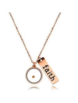 Stainless Steel Faith Real Mustard Seed Pendant Necklace Charm Jewelry for Christian Inspirational Gift Y559