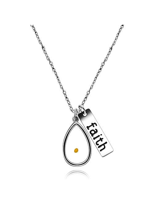 Stainless Steel Faith Real Mustard Seed Pendant Necklace Charm Jewelry for Christian Inspirational Gift Y559