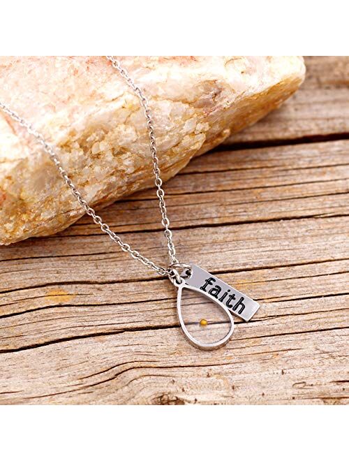 Stainless Steel Faith Real Mustard Seed Pendant Necklace Charm Jewelry for Christian Inspirational Gift Y559