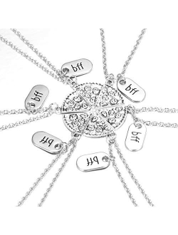 Best Friend Forever and Ever Rhinestone BFF Necklace Heart Shape Pendant Friendship Puzzle Stitching Necklace