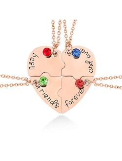 Best Friend Forever and Ever Rhinestone BFF Necklace Heart Shape Pendant Friendship Puzzle Stitching Necklace