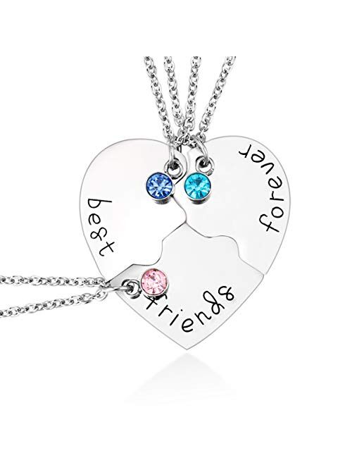 Best Friend Forever and Ever Rhinestone BFF Necklace Heart Shape Pendant Friendship Puzzle Stitching Necklace