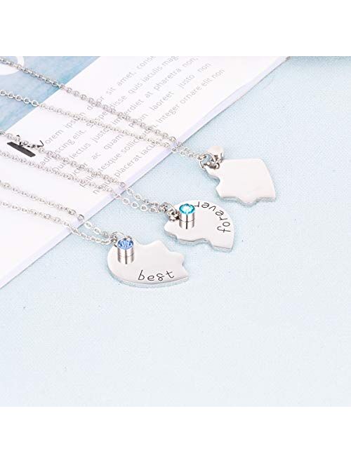 Best Friend Forever and Ever Rhinestone BFF Necklace Heart Shape Pendant Friendship Puzzle Stitching Necklace