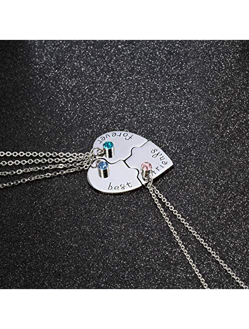 Best Friend Forever and Ever Rhinestone BFF Necklace Heart Shape Pendant Friendship Puzzle Stitching Necklace