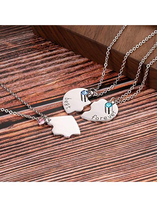 Best Friend Forever and Ever Rhinestone BFF Necklace Heart Shape Pendant Friendship Puzzle Stitching Necklace