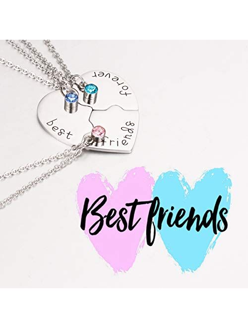 Best Friend Forever and Ever Rhinestone BFF Necklace Heart Shape Pendant Friendship Puzzle Stitching Necklace