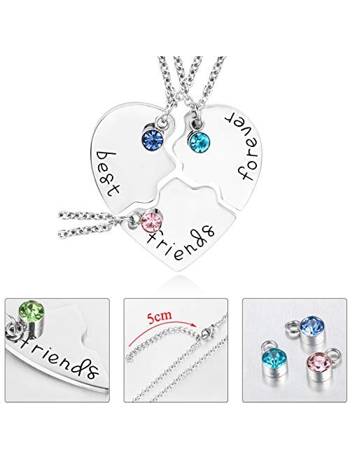 Best Friend Forever and Ever Rhinestone BFF Necklace Heart Shape Pendant Friendship Puzzle Stitching Necklace