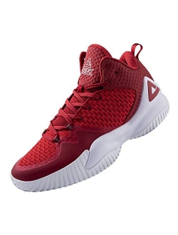 PEAK High Top Mens Basketball Shoes Lou Williams Streetball Master Breathable Non Slip Outdoor Sneakers Cushioning Workout Shoes for Fitness