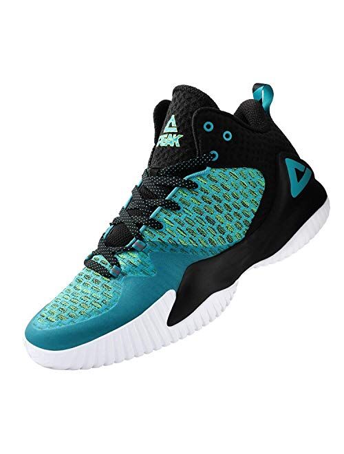 PEAK High Top Mens Basketball Shoes Lou Williams Streetball Master Breathable Non Slip Outdoor Sneakers Cushioning Workout Shoes for Fitness