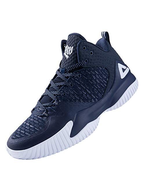 PEAK High Top Mens Basketball Shoes Lou Williams Streetball Master Breathable Non Slip Outdoor Sneakers Cushioning Workout Shoes for Fitness