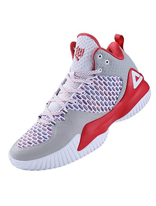 PEAK High Top Mens Basketball Shoes Lou Williams Streetball Master Breathable Non Slip Outdoor Sneakers Cushioning Workout Shoes for Fitness