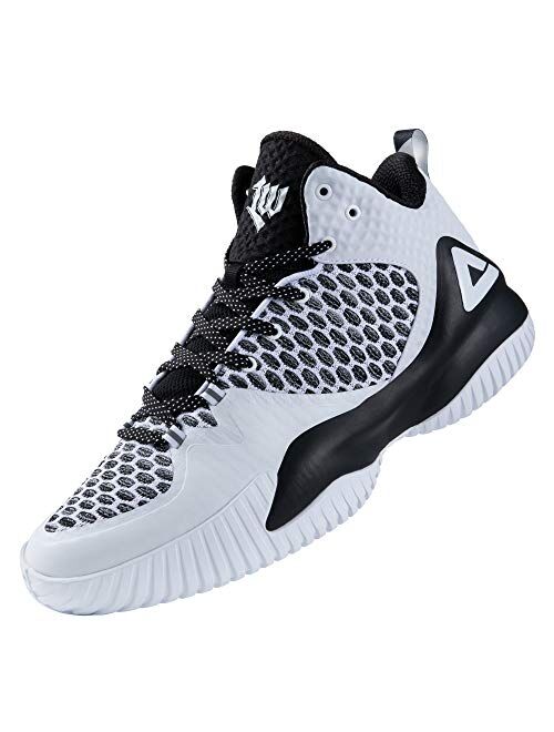 PEAK High Top Mens Basketball Shoes Lou Williams Streetball Master Breathable Non Slip Outdoor Sneakers Cushioning Workout Shoes for Fitness