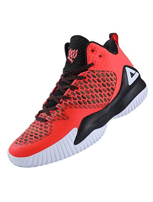 PEAK High Top Mens Basketball Shoes Lou Williams Streetball Master Breathable Non Slip Outdoor Sneakers Cushioning Workout Shoes for Fitness