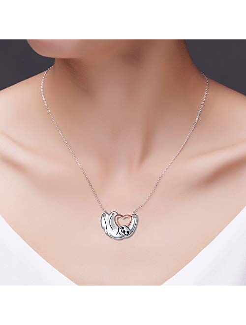 925 Sterling Silver Cute Animal Sloth Heart Earrings Bracelet Ring Pendant Necklace Gift for Women Teen Girls