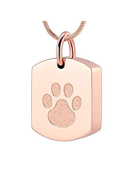 Minicremation Cremation Jewelry Urn Necklace for Ashes for Pet, Paw Print Memorial Ash Jewelry, Keepsake Pendant for Pet's Cat Dog's Ashes with Filling Kit