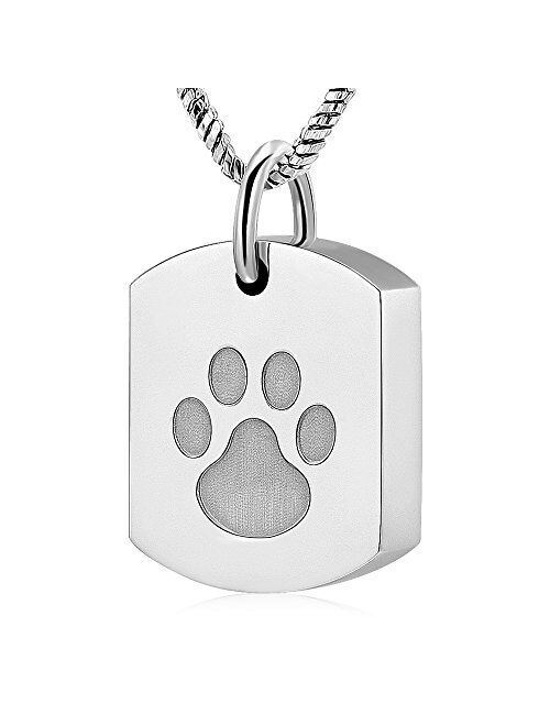 Minicremation Cremation Jewelry Urn Necklace for Ashes for Pet, Paw Print Memorial Ash Jewelry, Keepsake Pendant for Pet's Cat Dog's Ashes with Filling Kit