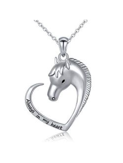 Sterling Silver Forever Love Animal Heart Pendant Necklace for Women Girlfriend Daughter Graduation Gift, 18 Inches