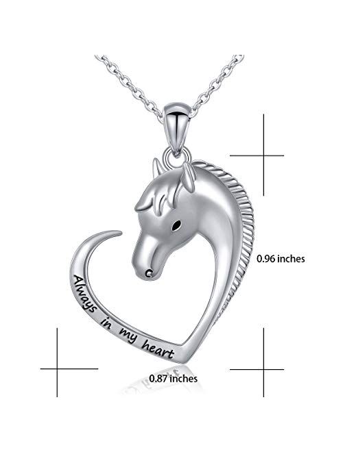 Sterling Silver Forever Love Animal Heart Pendant Necklace for Women Girlfriend Daughter Graduation Gift, 18 Inches