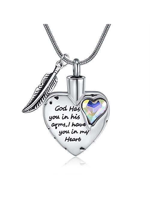 Heart Urn Necklace for Ashes Stainless Steel Cremation Jewelry for Ashes Keepsake Necklaces