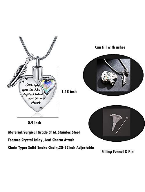 Heart Urn Necklace for Ashes Stainless Steel Cremation Jewelry for Ashes Keepsake Necklaces