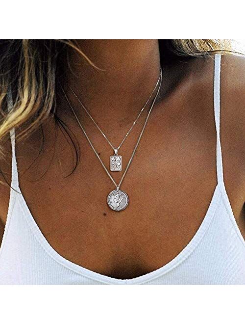 ChicSilver Coin Necklace 18K Gold/Platinum Plated Sterling Silver Vintage Circle Disc Special Coin Dainty Handmade Pendant Necklaces for Women (with Gift Box)