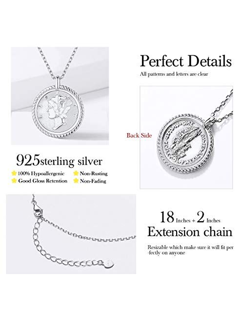 ChicSilver Coin Necklace 18K Gold/Platinum Plated Sterling Silver Vintage Circle Disc Special Coin Dainty Handmade Pendant Necklaces for Women (with Gift Box)