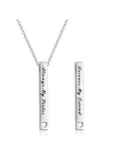 Sister Gifts from Sister, Sterling Silver Bar Necklace, Inspirational Jewelry Birthday Gifts for Sister Women Friends