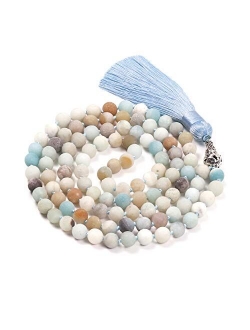 Mala Beads 108 8mm Mala Necklace Japa Mala Hand Knotted Tibetan Mala Prayer Beads Meditation Beads Yoga Necklace