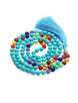 Mala Beads 108 8mm Mala Necklace Japa Mala Hand Knotted Tibetan Mala Prayer Beads Meditation Beads Yoga Necklace