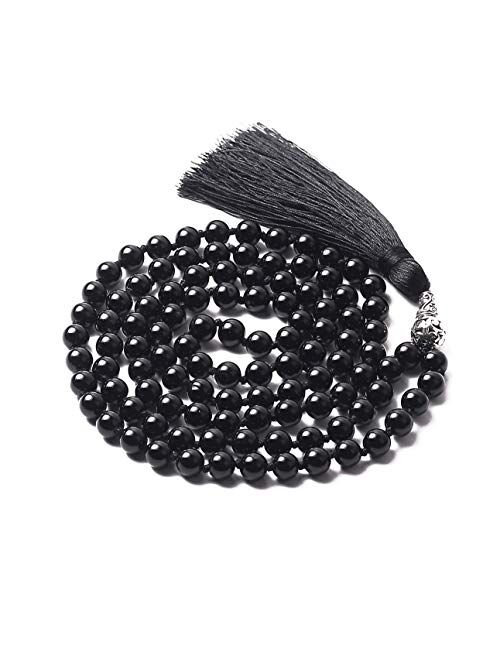 Mala Beads 108 8mm Mala Necklace Japa Mala Hand Knotted Tibetan Mala Prayer Beads Meditation Beads Yoga Necklace