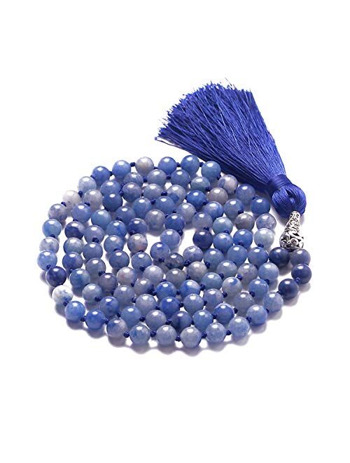 Mala Beads 108 8mm Mala Necklace Japa Mala Hand Knotted Tibetan Mala Prayer Beads Meditation Beads Yoga Necklace