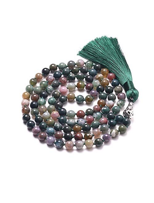 Mala Beads 108 8mm Mala Necklace Japa Mala Hand Knotted Tibetan Mala Prayer Beads Meditation Beads Yoga Necklace