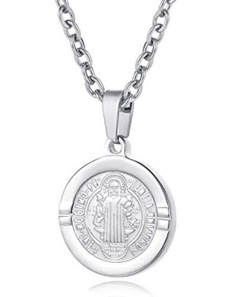 Bible Verse Prayer Necklace Free Chain Christian Jewelry Stainless Steel Praying Hands Coin Medal Pendant