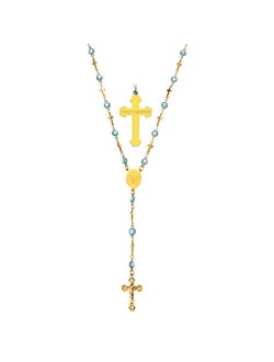 FaithHeart Catholic Rosary Beads Necklace, Holy Saint Michael/Christopher/Virgin Mary/Saint Benedict Medal with Cross Crucifix Pendant, 6MM Beads 26-28 Inches Chain (Send