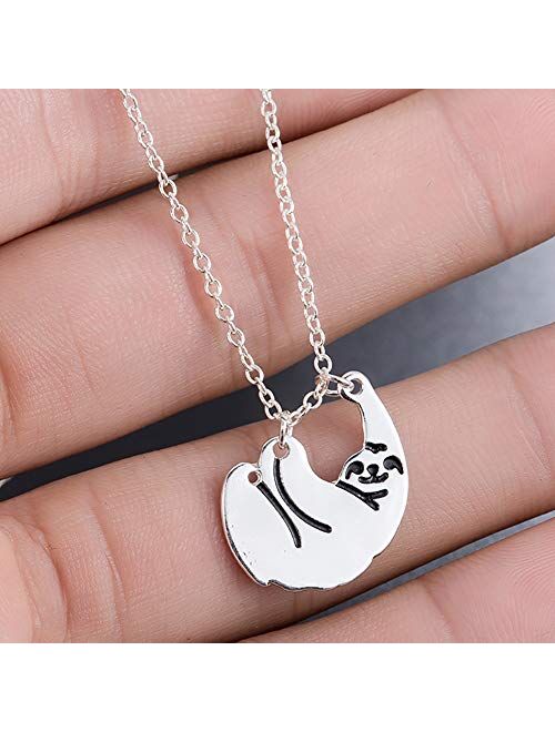 Gold Silver Sloth Charm Necklace - Stylish Cute Animal Pendant Jewelry