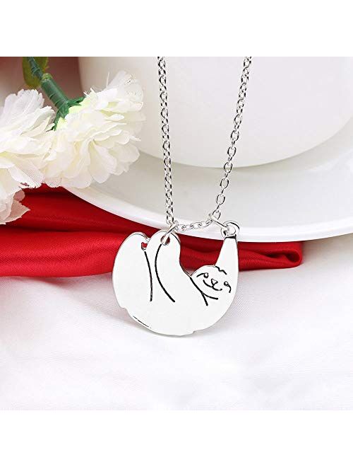 Gold Silver Sloth Charm Necklace - Stylish Cute Animal Pendant Jewelry