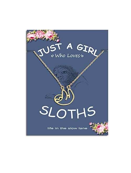 Gold Silver Sloth Charm Necklace - Stylish Cute Animal Pendant Jewelry