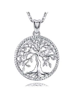 Aniu Silver Necklace for Women Girls, Family Tree of Life Sterling Silver Pendant with Fine Jewelry Gift Box, 18 Inches Chain for Wife Mom Grandma Girlfriend